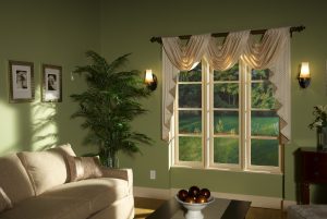 Picture of beautiful curtains in a living room.